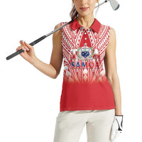 Toa Samoa Rugby Custom Women Sleeveless Polo Shirt Samoa mo Samoa Polynesian Pacific Red - Polynesian Pride