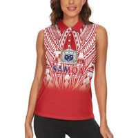 Toa Samoa Rugby Custom Women Sleeveless Polo Shirt Samoa mo Samoa Polynesian Pacific Red - Polynesian Pride
