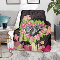 Polynesia Valentine's Day Blanket Hammerhead Shark Plumeria With Polynesian Pattern