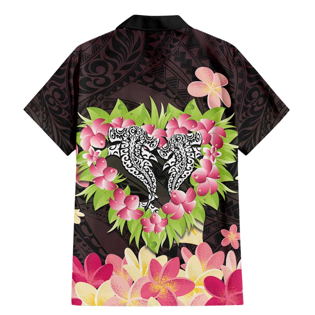 Polynesia Valentine's Day Family Matching Mermaid Dress and Hawaiian Shirt Hammerhead Shark Plumeria With Polynesian Pattern LT14 - Polynesian Pride