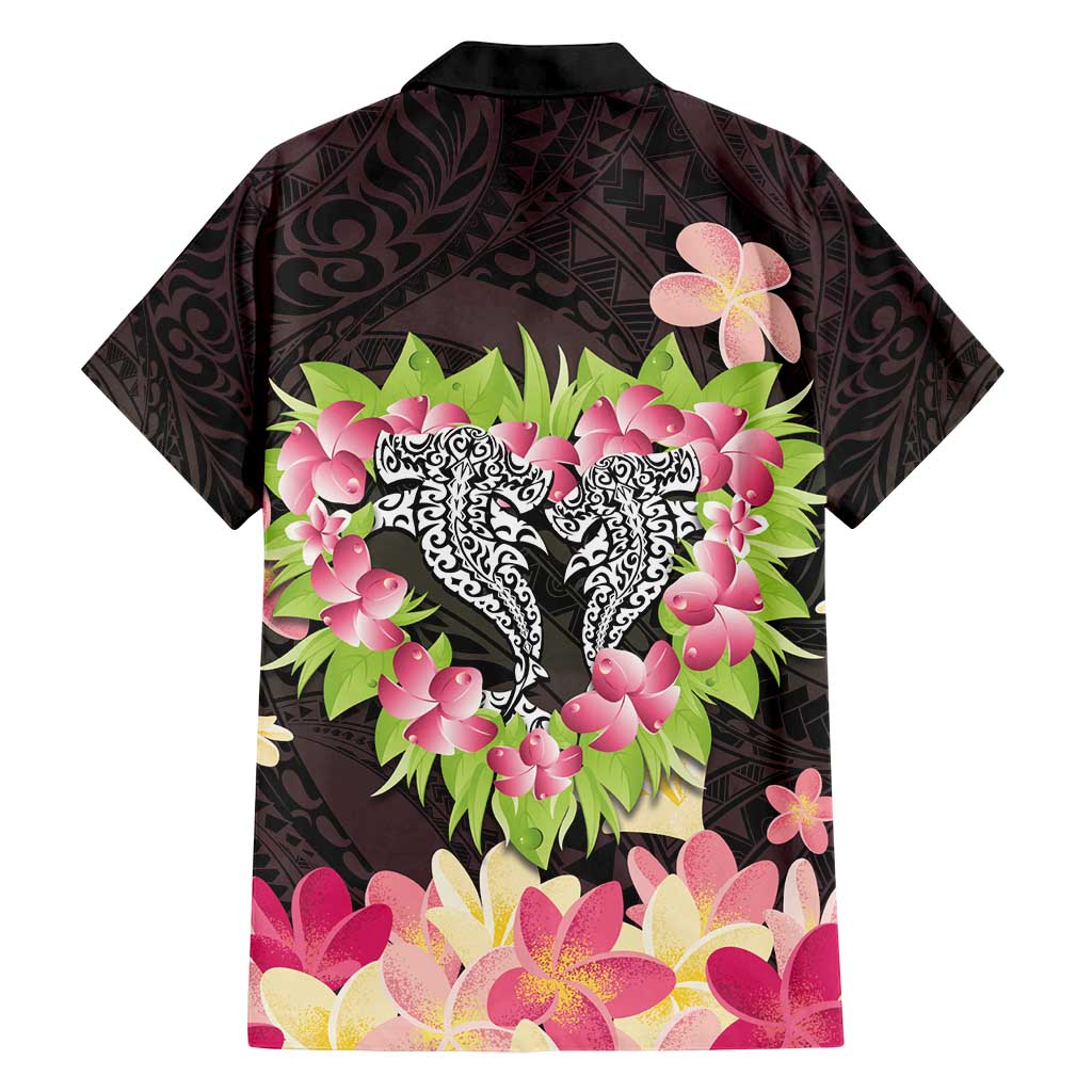 Polynesia Valentine's Day Family Matching Off Shoulder Maxi Dress and Hawaiian Shirt Hammerhead Shark Plumeria With Polynesian Pattern LT14 - Polynesian Pride