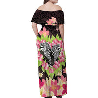 Polynesia Valentine's Day Family Matching Off Shoulder Maxi Dress and Hawaiian Shirt Hammerhead Shark Plumeria With Polynesian Pattern LT14 - Polynesian Pride