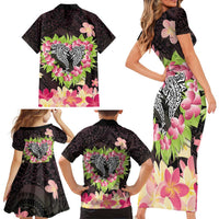 Polynesia Valentine's Day Family Matching Short Sleeve Bodycon Dress and Hawaiian Shirt Hammerhead Shark Plumeria With Polynesian Pattern LT14 - Polynesian Pride
