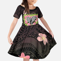 Polynesia Valentine's Day Family Matching Tank Maxi Dress and Hawaiian Shirt Hammerhead Shark Plumeria With Polynesian Pattern LT14 Daughter's Dress Black - Polynesian Pride