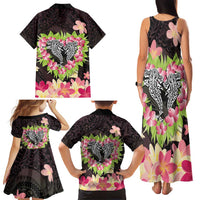 Polynesia Valentine's Day Family Matching Tank Maxi Dress and Hawaiian Shirt Hammerhead Shark Plumeria With Polynesian Pattern LT14 - Polynesian Pride