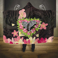 Polynesia Valentine's Day Hooded Blanket Hammerhead Shark Plumeria With Polynesian Pattern