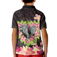 Polynesia Valentine's Day Kid Polo Shirt Hammerhead Shark Plumeria With Polynesian Pattern LT14 - Polynesian Pride