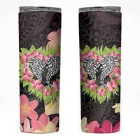 Polynesia Valentine's Day Skinny Tumbler Hammerhead Shark Plumeria With Polynesian Pattern LT14 Black - Polynesian Pride