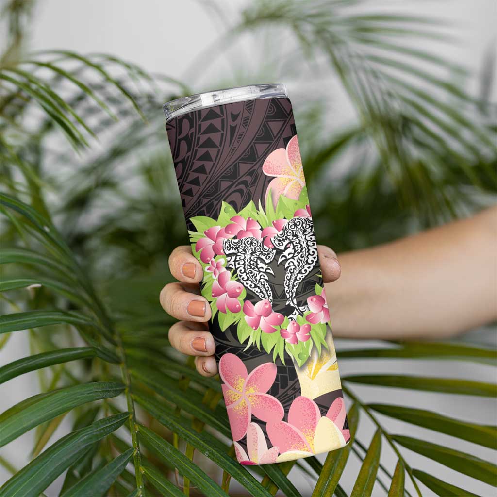Polynesia Valentine's Day Skinny Tumbler Hammerhead Shark Plumeria With Polynesian Pattern LT14 - Polynesian Pride