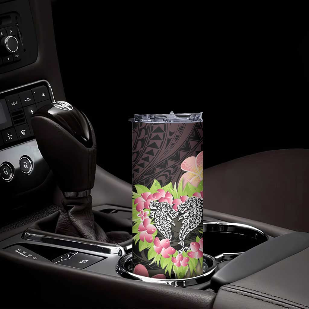 Polynesia Valentine's Day Skinny Tumbler Hammerhead Shark Plumeria With Polynesian Pattern LT14 - Polynesian Pride