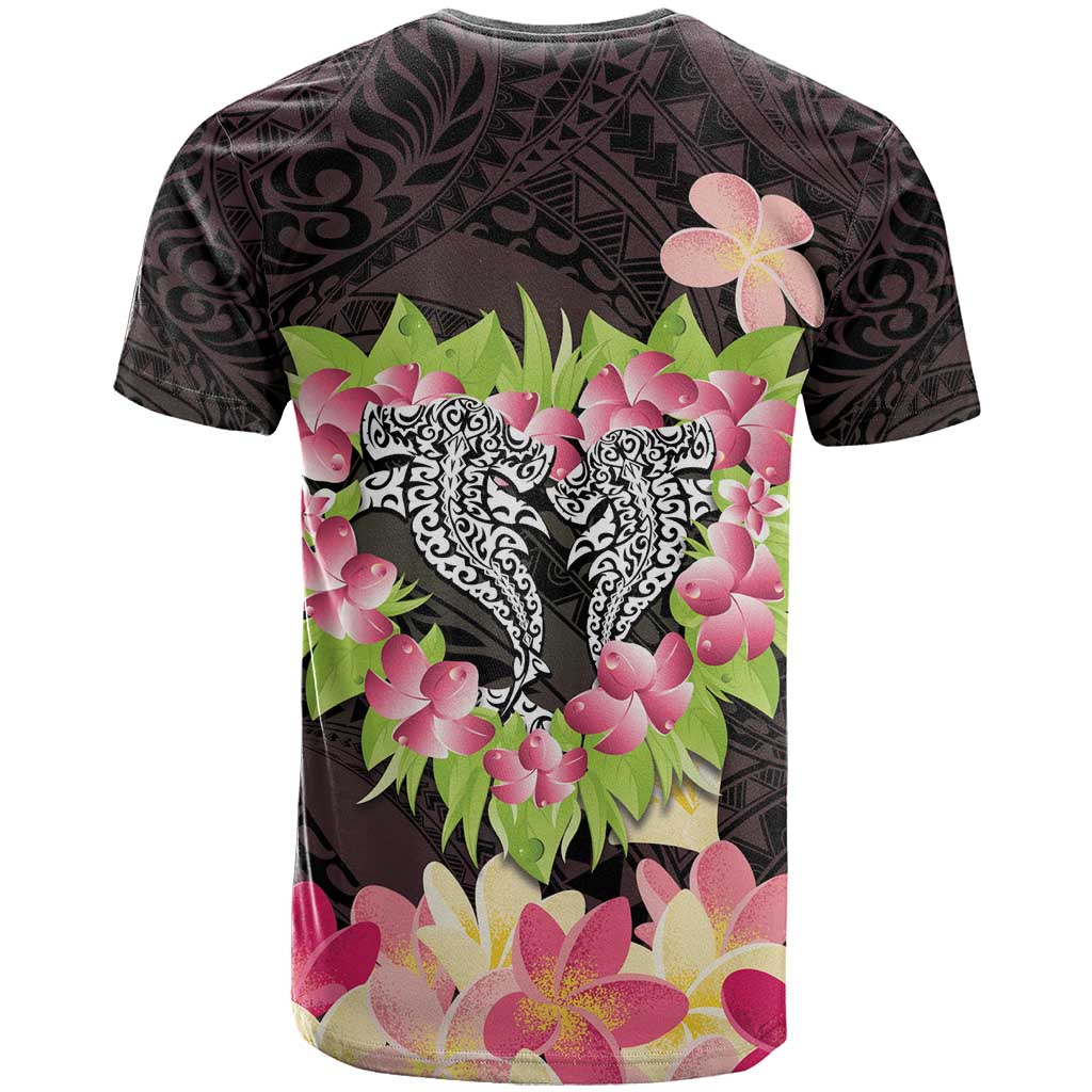 Polynesia Valentine's Day T Shirt Hammerhead Shark Plumeria With Polynesian Pattern LT14 - Polynesian Pride