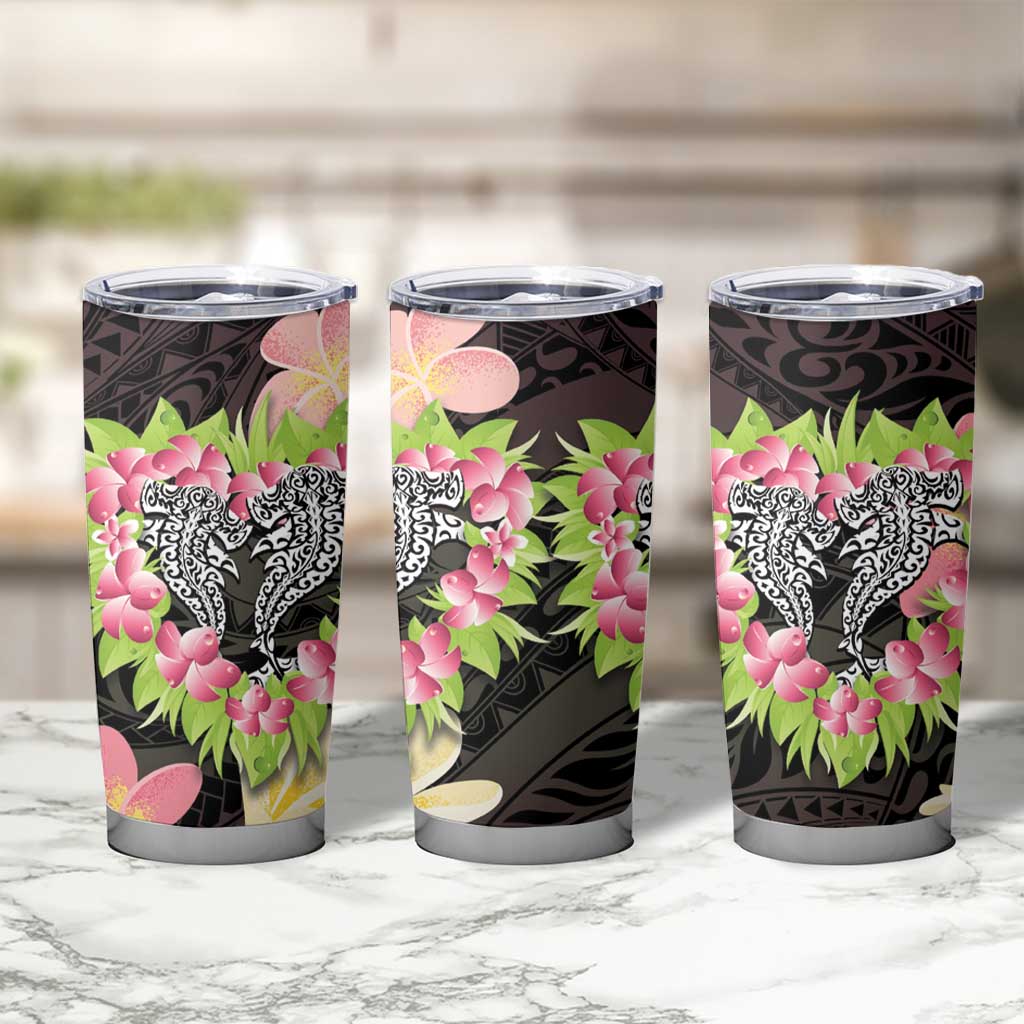 Polynesia Valentine's Day Tumbler Cup Hammerhead Shark Plumeria With Polynesian Pattern LT14 - Polynesian Pride