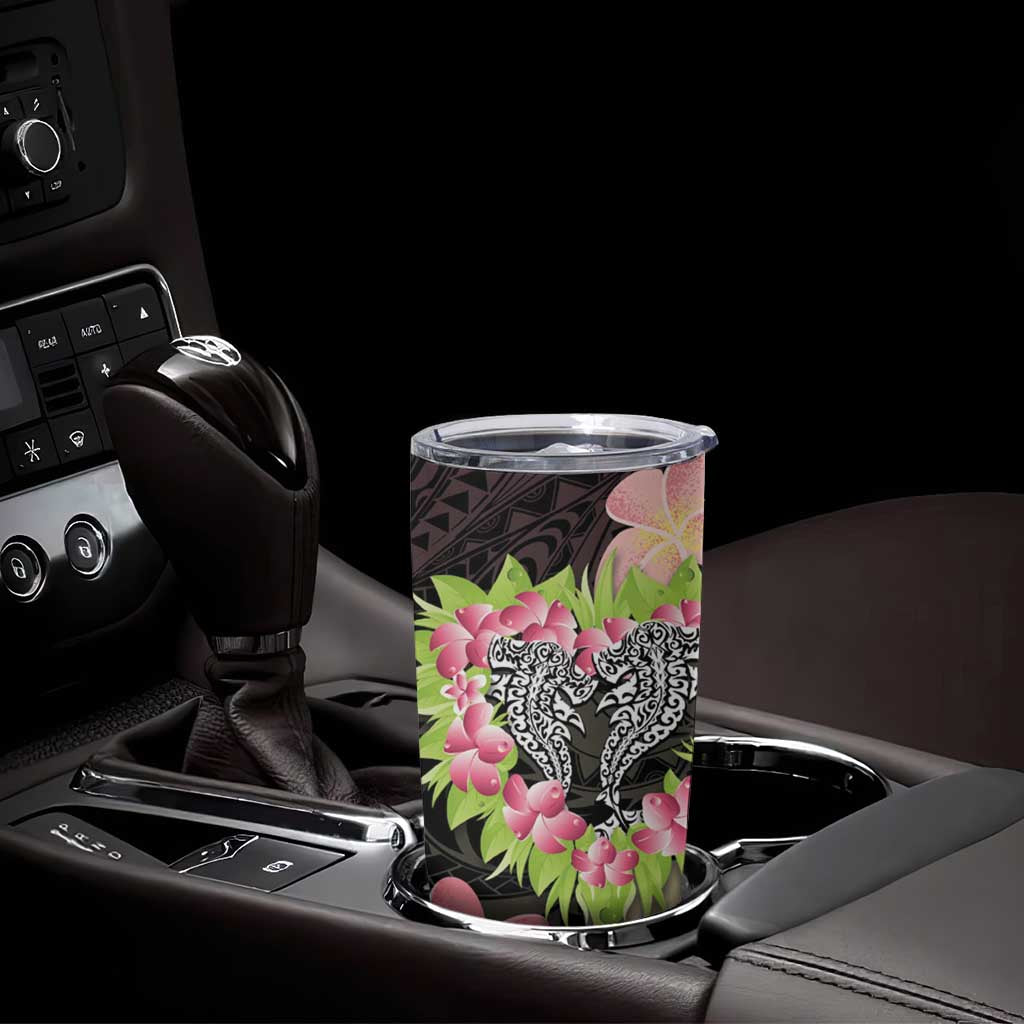 Polynesia Valentine's Day Tumbler Cup Hammerhead Shark Plumeria With Polynesian Pattern LT14 - Polynesian Pride