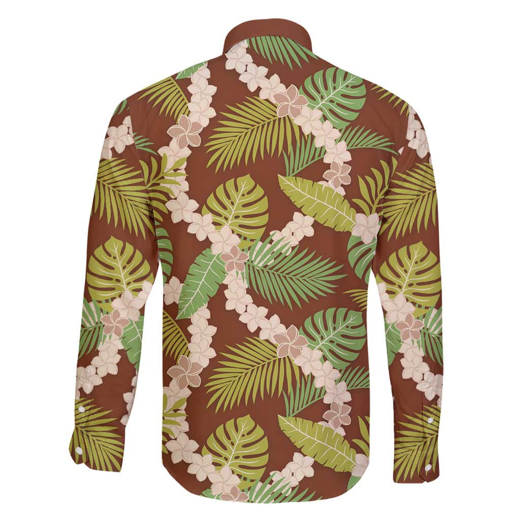 Brown Hawaii Plumeria Lei With Tropical Leaves Family Matching Mermaid Dress and Hawaiian Shirt LT14 - Polynesian Pride
