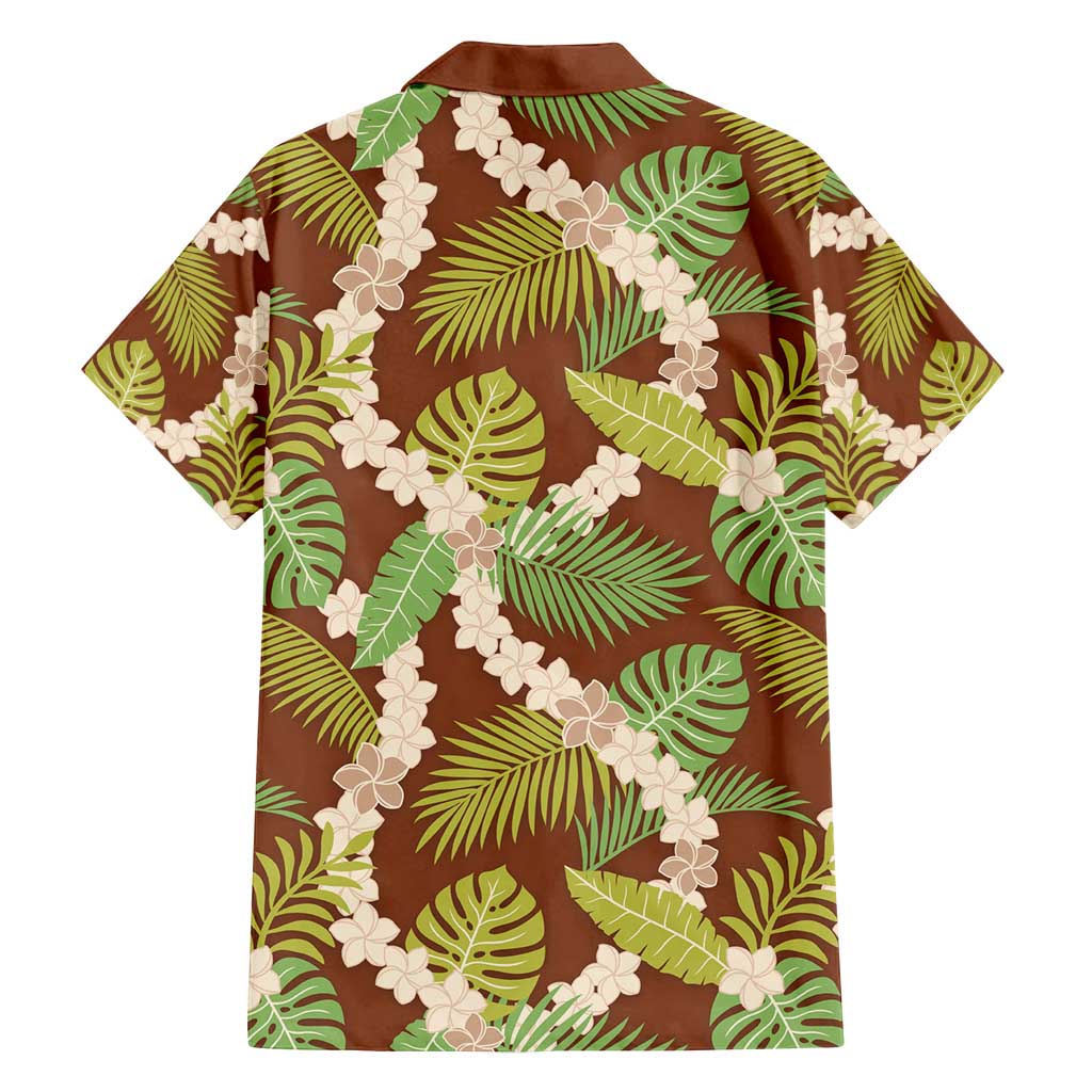 Brown Hawaii Plumeria Lei With Tropical Leaves Family Matching Summer Maxi Dress and Hawaiian Shirt LT14 - Polynesian Pride
