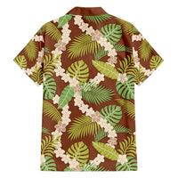 Brown Hawaii Plumeria Lei With Tropical Leaves Family Matching Summer Maxi Dress and Hawaiian Shirt LT14 - Polynesian Pride