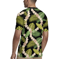 Black Hawaii Plumeria Lei With Tropical Leaves Rugby Jersey