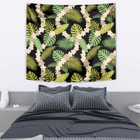 Black Hawaii Plumeria Lei With Tropical Leaves Tapestry