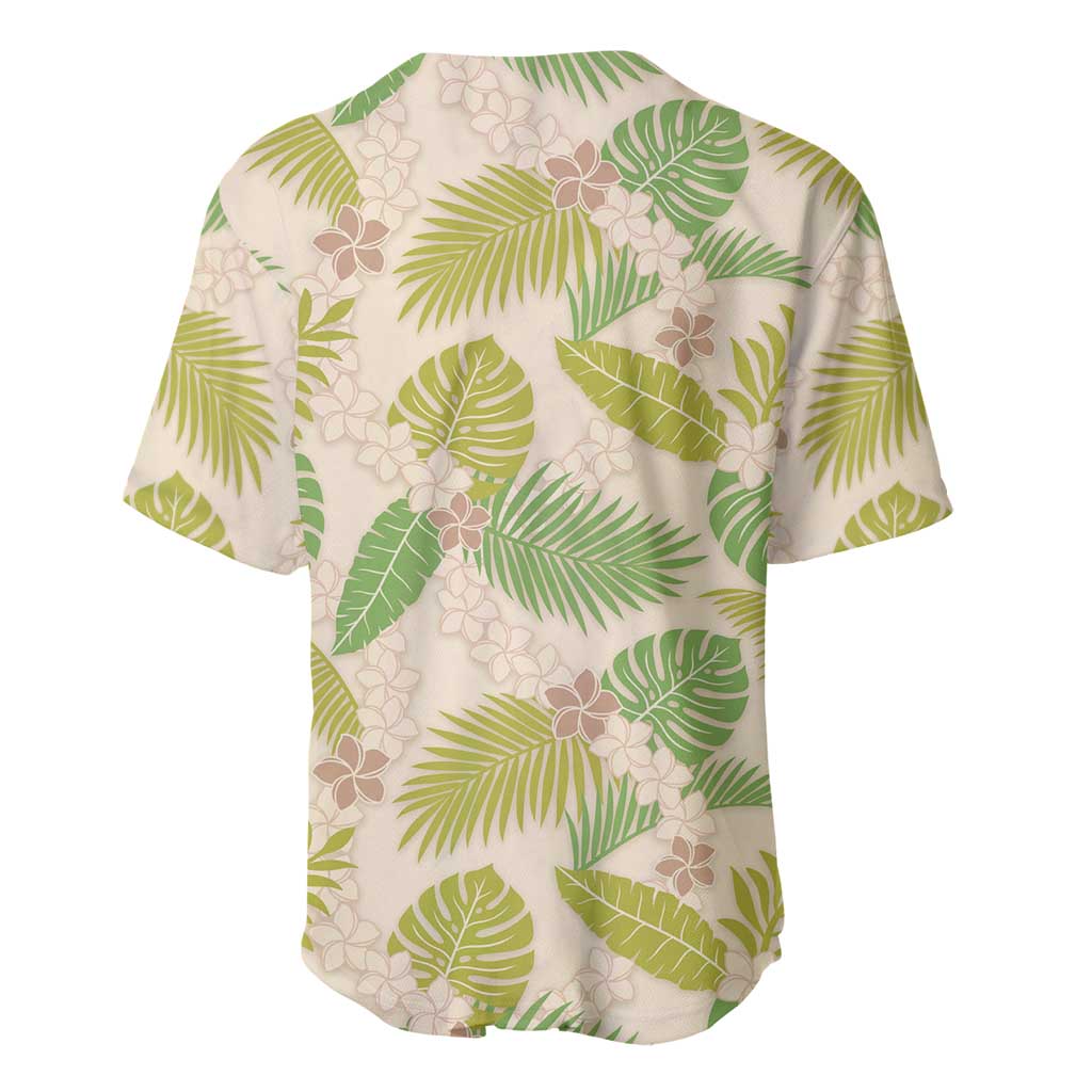 Beige Hawaii Plumeria Lei With Tropical Leaves Baseball Jersey