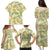 Beige Hawaii Plumeria Lei With Tropical Leaves Family Matching Puletasi and Hawaiian Shirt