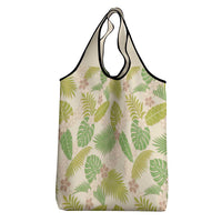 Beige Hawaii Plumeria Lei With Tropical Leaves Grocery Bag