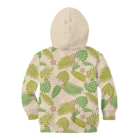 Beige Hawaii Plumeria Lei With Tropical Leaves Kid Hoodie