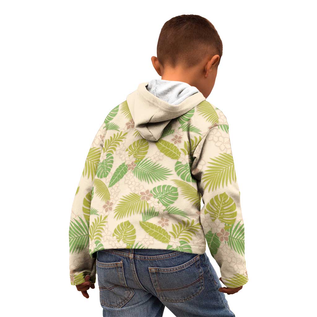 Beige Hawaii Plumeria Lei With Tropical Leaves Kid Hoodie