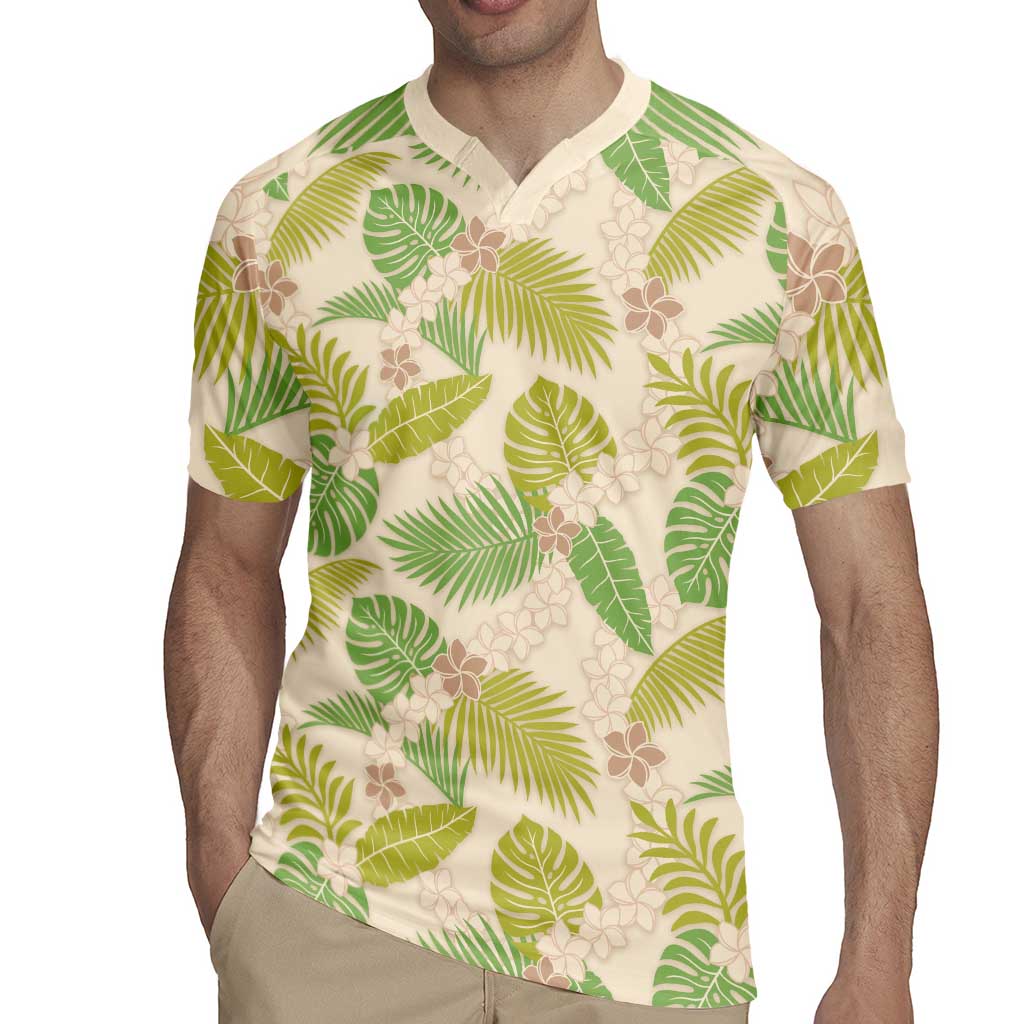 Beige Hawaii Plumeria Lei With Tropical Leaves Rugby Jersey
