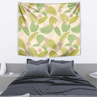 Beige Hawaii Plumeria Lei With Tropical Leaves Tapestry LT14 - Polynesian Pride