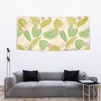 Beige Hawaii Plumeria Lei With Tropical Leaves Tapestry LT14 - Polynesian Pride