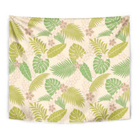 Beige Hawaii Plumeria Lei With Tropical Leaves Tapestry LT14 - Polynesian Pride