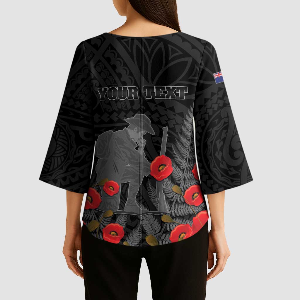 Personalised New Zealand ANZAC Day Kimono Sleeve Blouse Lest We Forget Soldier Memorial