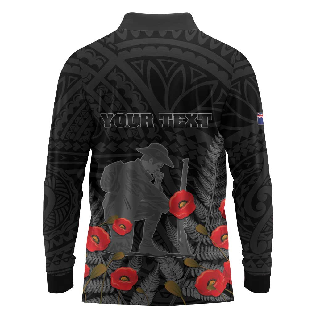 Personalised New Zealand ANZAC Day Long Sleeve Polo Shirt Lest We Forget Soldier Memorial LT15 - Polynesian Pride