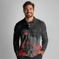 Personalised New Zealand ANZAC Day Long Sleeve Polo Shirt Lest We Forget Soldier Memorial LT15 - Polynesian Pride