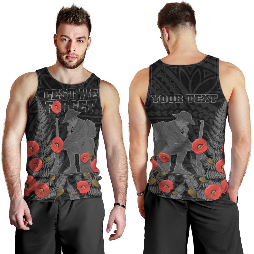 Personalised New Zealand ANZAC Day Men Tank Top Lest We Forget Soldier Memorial