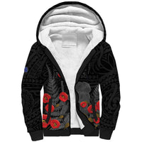 Personalised New Zealand ANZAC Day Sherpa Hoodie Lest We Forget Soldier Memorial LT15 Unisex Black - Polynesian Pride