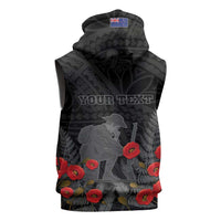 Personalised New Zealand ANZAC Day Sleeveless Hoodie Lest We Forget Soldier Memorial