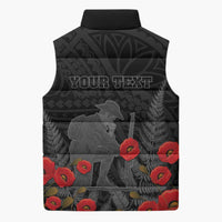 Personalised New Zealand ANZAC Day Sleeveless Puffer Jacket Lest We Forget Soldier Memorial LT15 - Polynesian Pride