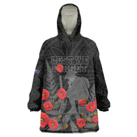 Personalised New Zealand ANZAC Day Wearable Blanket Hoodie Lest We Forget Soldier Memorial LT15 One Size Black - Polynesian Pride