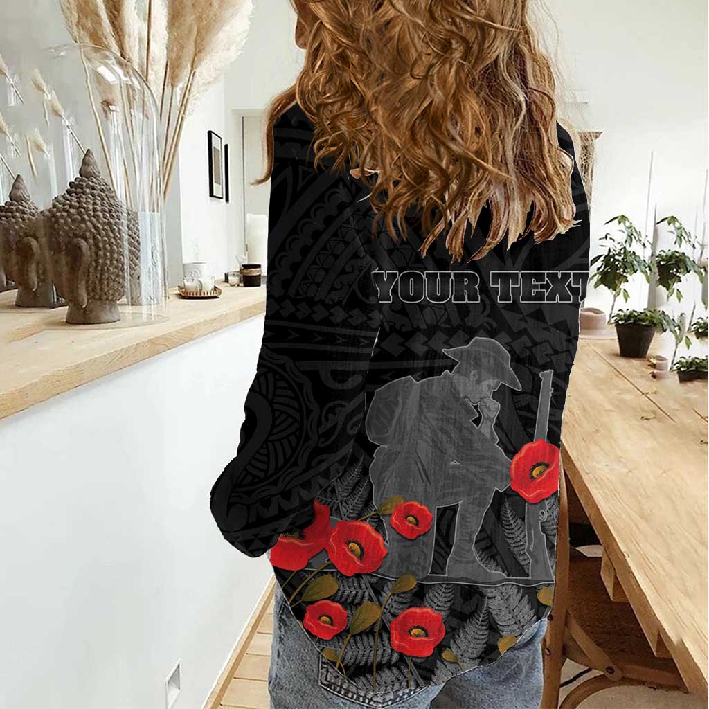 Personalised New Zealand ANZAC Day Women Casual Shirt Lest We Forget Soldier Memorial