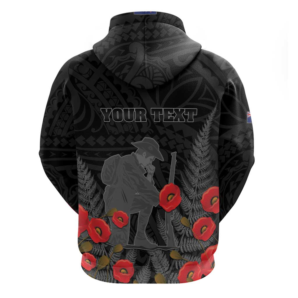 Personalised New Zealand ANZAC Day Zip Hoodie Lest We Forget Soldier Memorial LT15 - Polynesian Pride