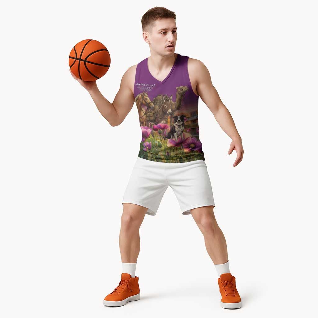ANZAC Day Basketball Jersey Lest We Forget The Animals Of War