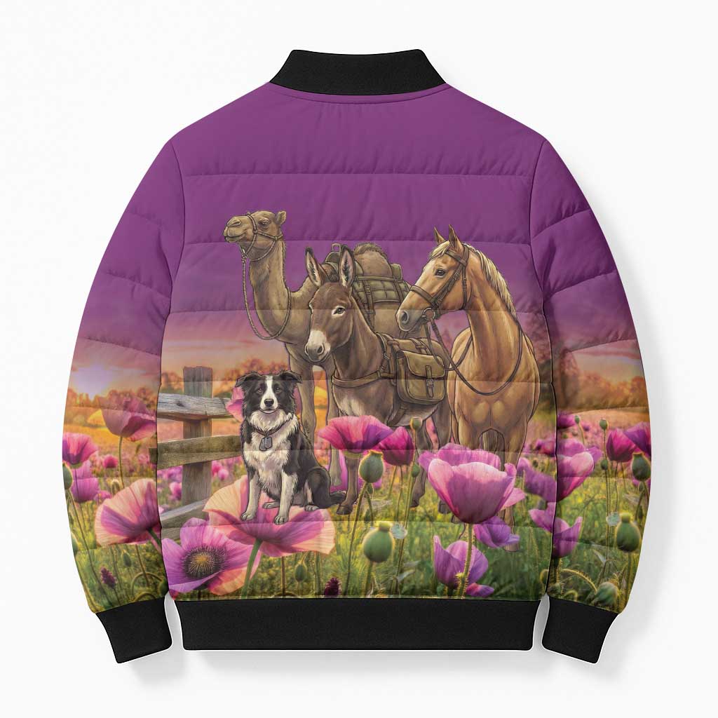 ANZAC Day Bomber Puffer Jacket Lest We Forget The Animals Of War