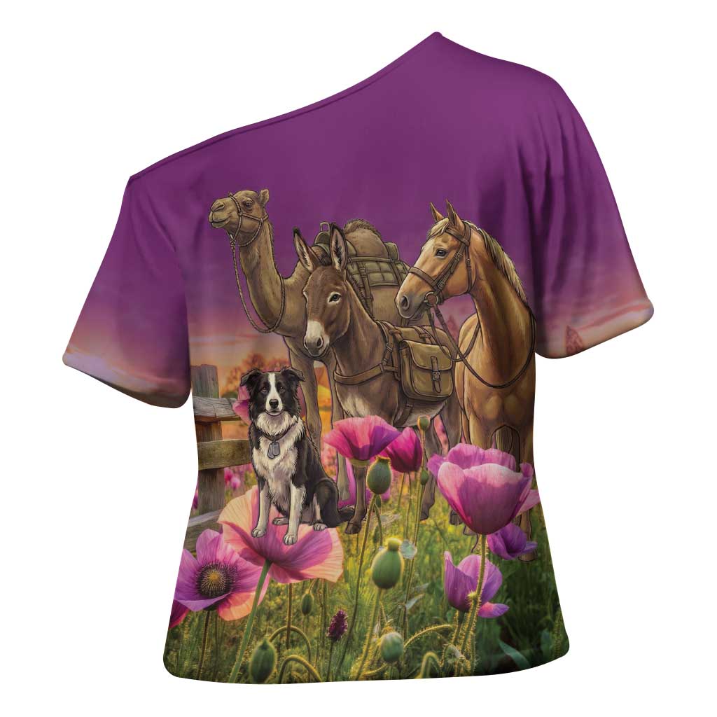 ANZAC Day Cross Shoulder Shirt Lest We Forget The Animals Of War