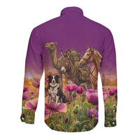 ANZAC Day Long Sleeve Button Shirt Lest We Forget The Animals Of War