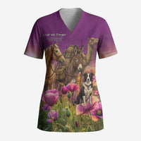 ANZAC Day Scrub Top Lest We Forget The Animals Of War