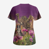 ANZAC Day Scrub Top Lest We Forget The Animals Of War