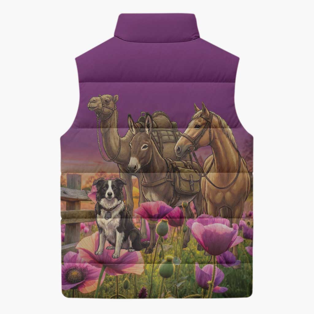 ANZAC Day Sleeveless Puffer Jacket Lest We Forget The Animals Of War