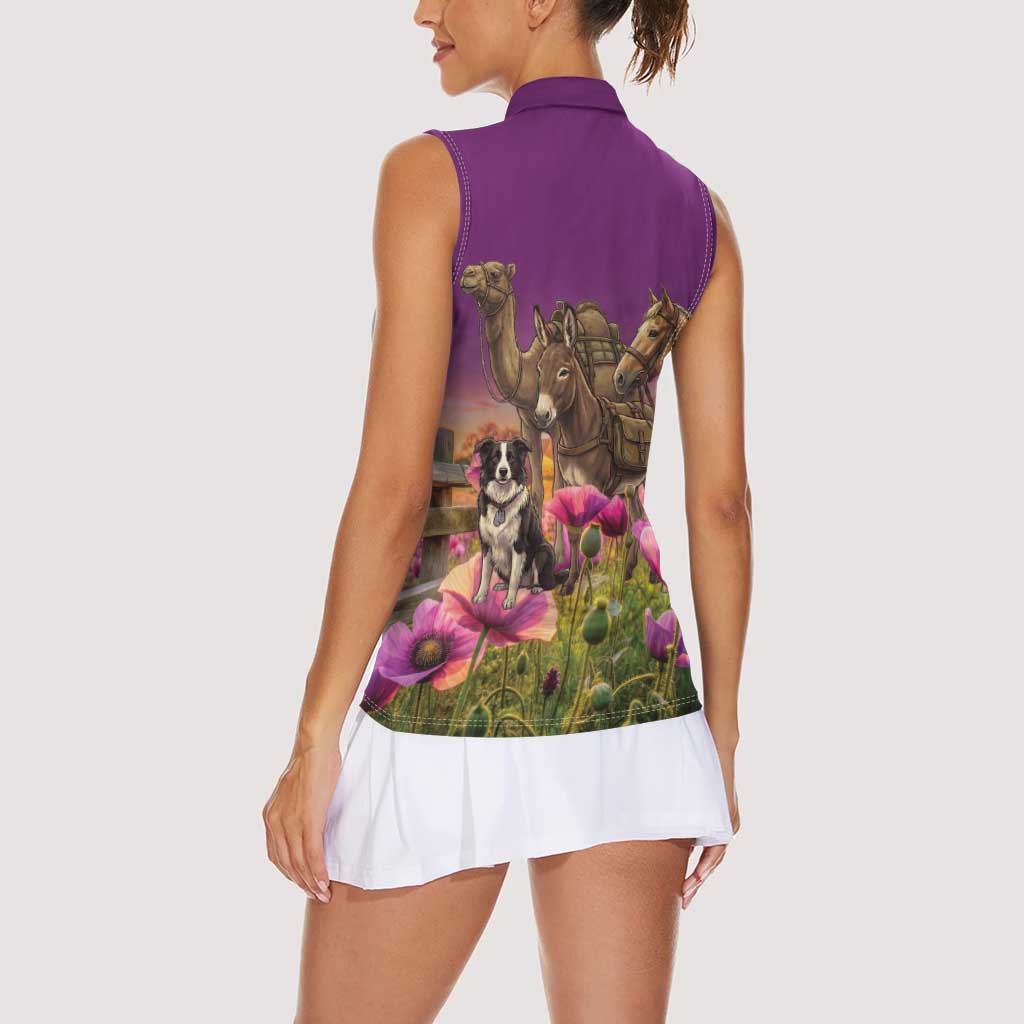 ANZAC Day Women Sleeveless Polo Shirt Lest We Forget The Animals Of War LT15 - Polynesian Pride