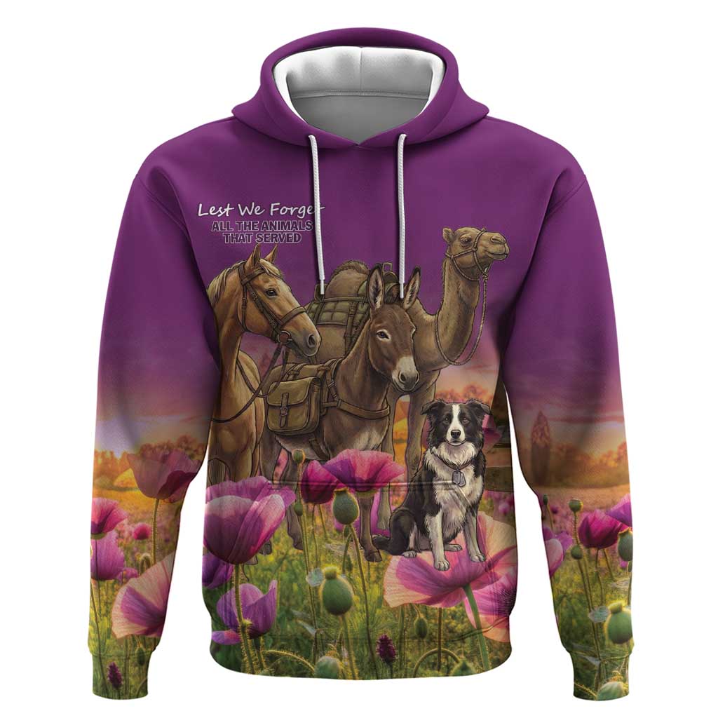 ANZAC Day Zip Hoodie Lest We Forget The Animals Of War